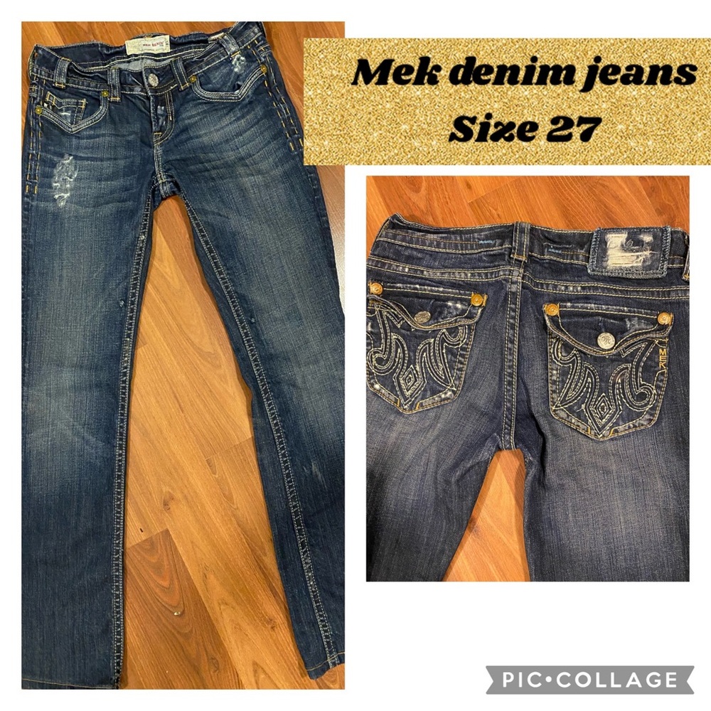MEK denim jeans. Worn on occasion. Low rise.